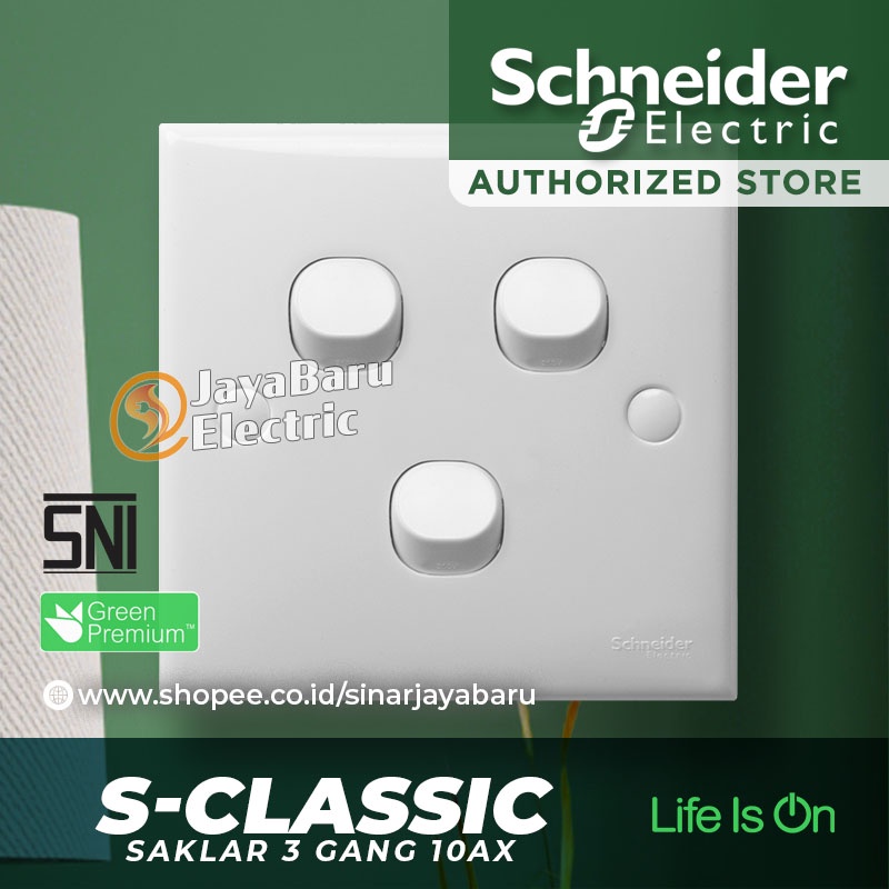 Saklar SCHNEIDER S-Classic Classic 3Gang 3 Gang 1 Arah 2 Arah Hotel