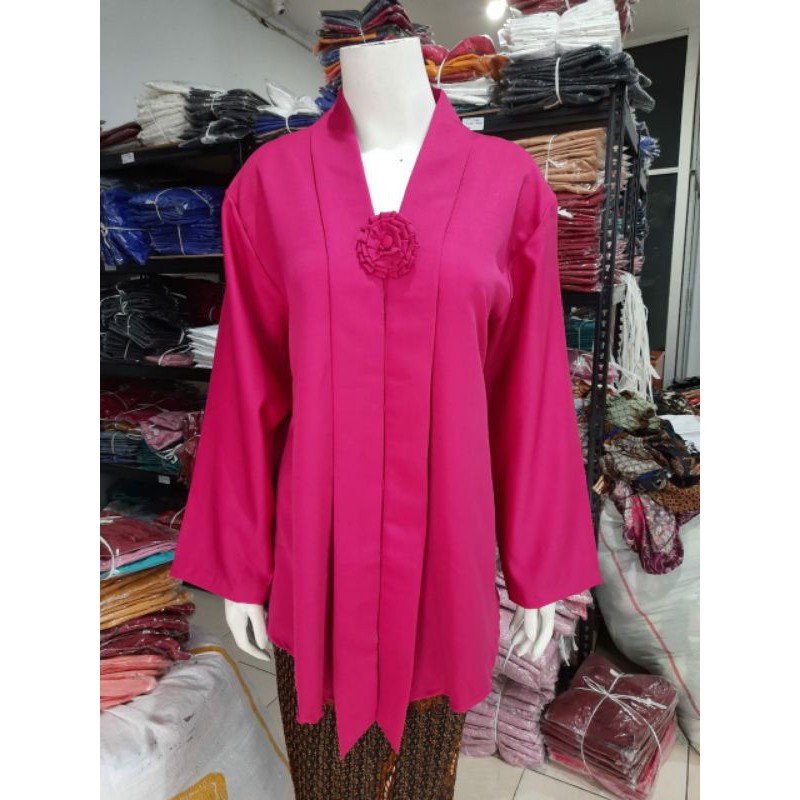 (P110/120) Kebaya Floy JUMBO - SUPER JUMBO lengan PANJANG hijab KeroncongBusana-Pink Fanta
