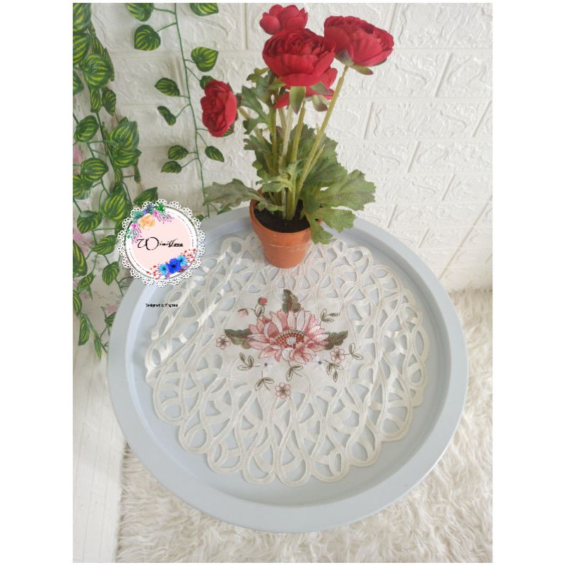 TAPLAK MEJA TAMU BULAT KECIL IMPORT / TAPLAK MEJA TAMU BULAT KERANCANG / TAPLAK MEJA TAMU / TAPLAK