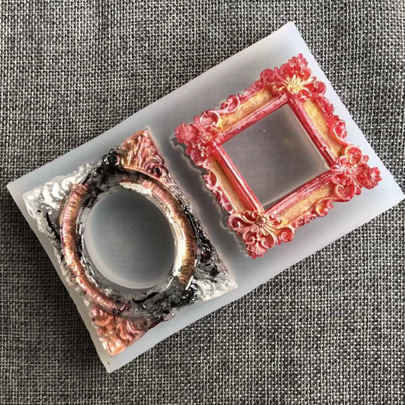 Glitter Handmade Photo Frame Resin Mold Silicone Picture Frame Fondant Mold Art Craft