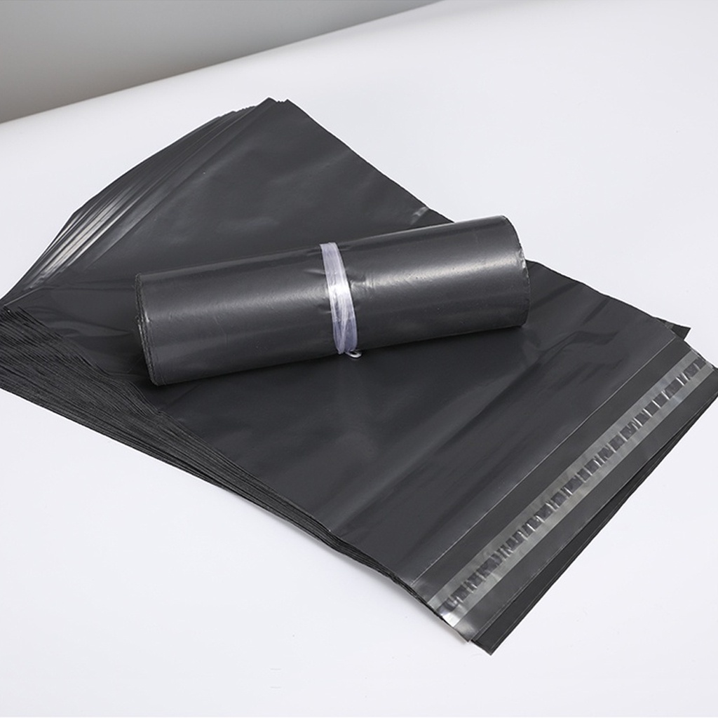 BRGUNIK Polymailer Kantong Plastik Packing 30x40cm Olshop LDPE Lem Perekat Anti Plong Black Glossy R642