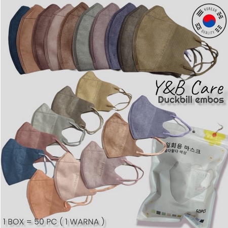 MASKER DUCKBILL MIX WARNA FACEMASK Y&B CARE 1PACK ISI 50PCS