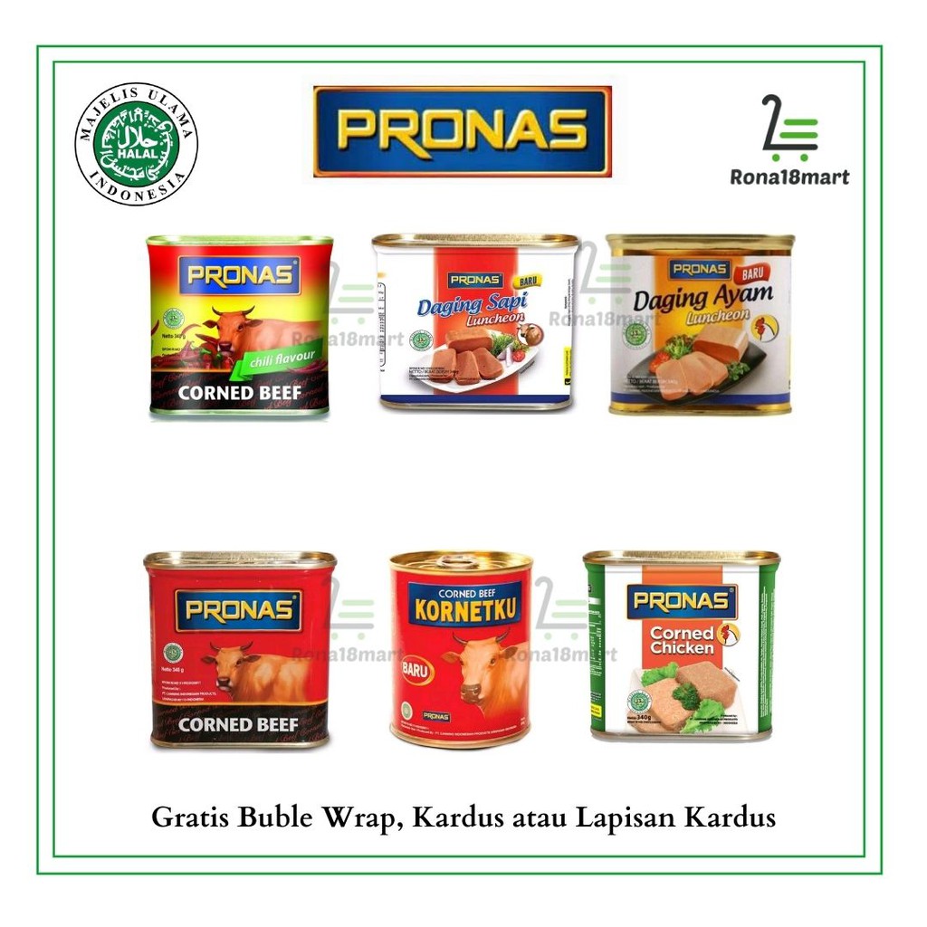 

Pronas Kornet / Kornetku / Corned Beef / Daging Sapi / Sapi Chili / Ayam / Luncheon / Luncheon Ayam