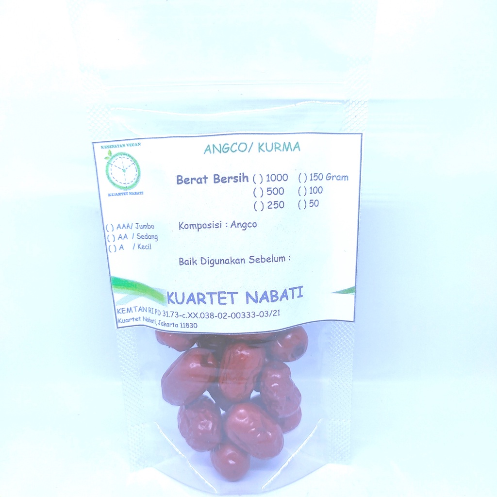 

50gr KN Angco - Hong Zao (Red Dried Dates) Premium Dengan Varian Ukuran Jumbo/ Sedang/ Kecil by Kuartet Nabati