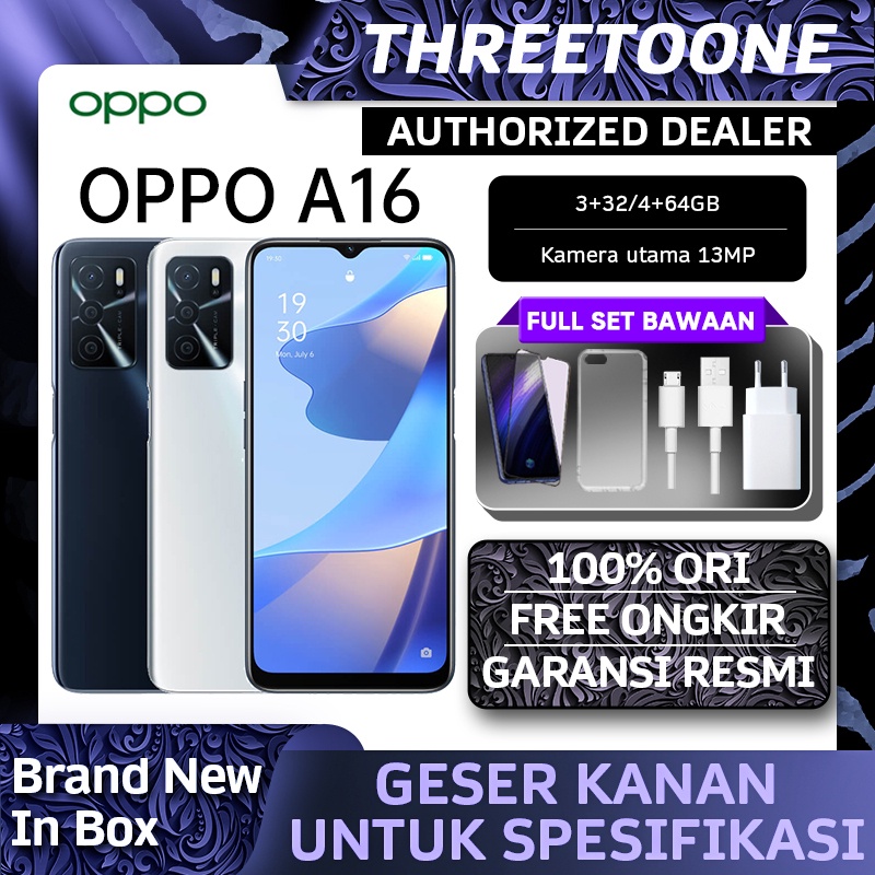 Oppo A17/A16 RAM 4GB ROM 64GB Baterai 5000mAh 6,56inch MediaTek Helio G35 Layar HD+ Eye Care