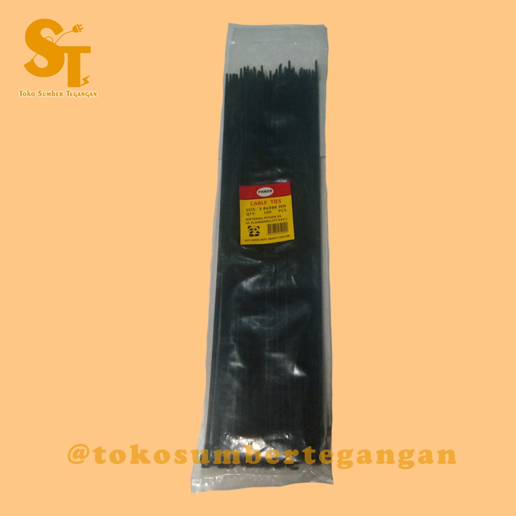 

Kabel Ties Cable Ties 30 cm / 3.0 x 300 mm isi 100 pcs Per Pack Panda Warna Hitam