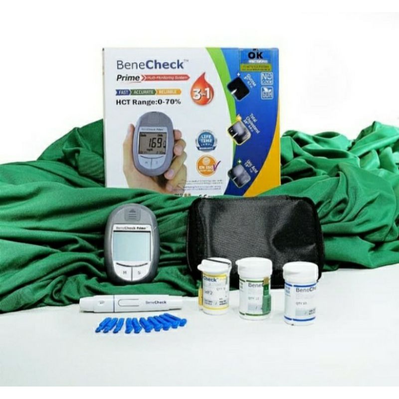Alat Test 3 in 1 / Alat Cek 3 in 1 Akurat / Alat Tes Kadar Gula, Asam Urat, Kolesterol / Benecheck