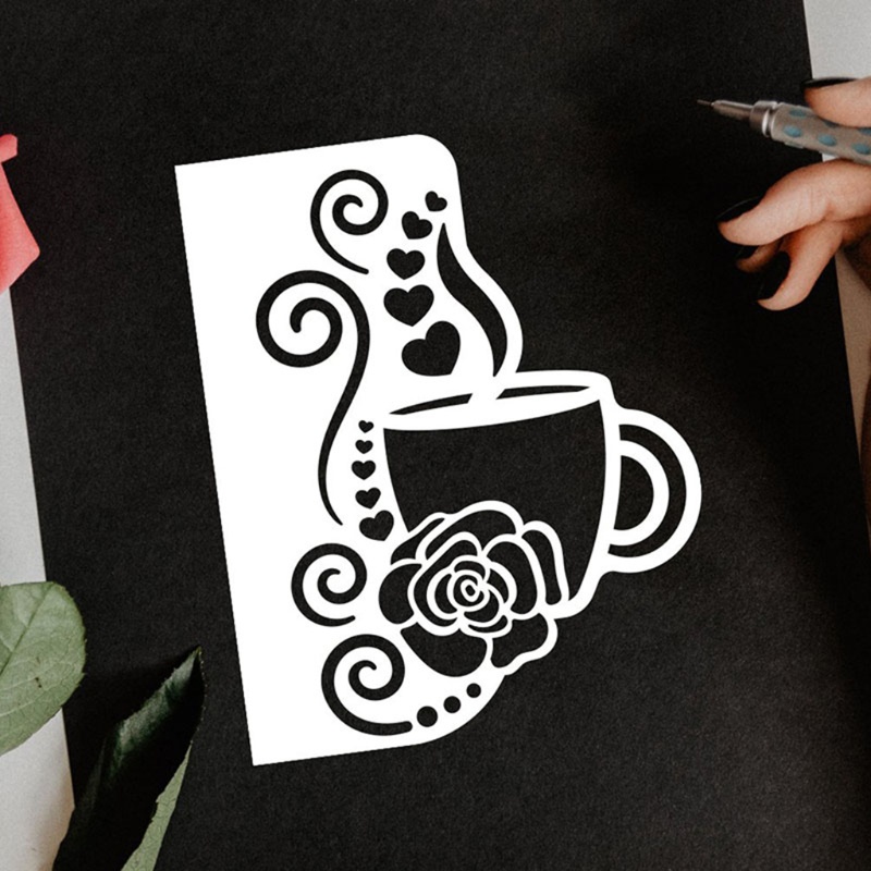 Zzz Cetakan Stensil Cutting Dies Motif Cangkir Kopi Natal Bahan Metal Untuk Scrapbook / Craft DIY