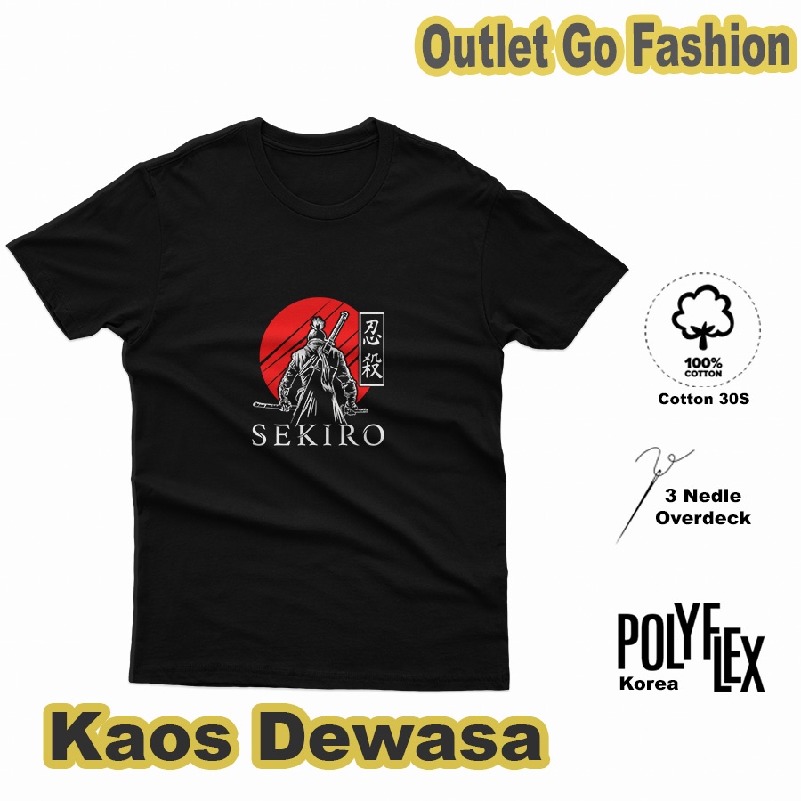 Baju Kaos Pria Dewasa Sekiro Shadows Die Twice Motif Samurai Jepang Lengan Pendek Distro Gratis Ongk