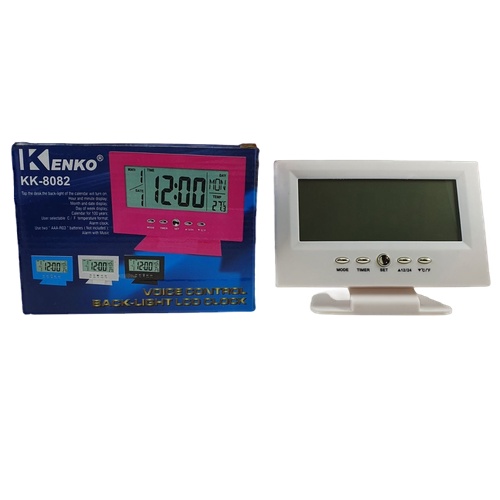 Jam Digital LED Kenko Kalender Temperature Alarm Meja TV Clock KK-8082 putih