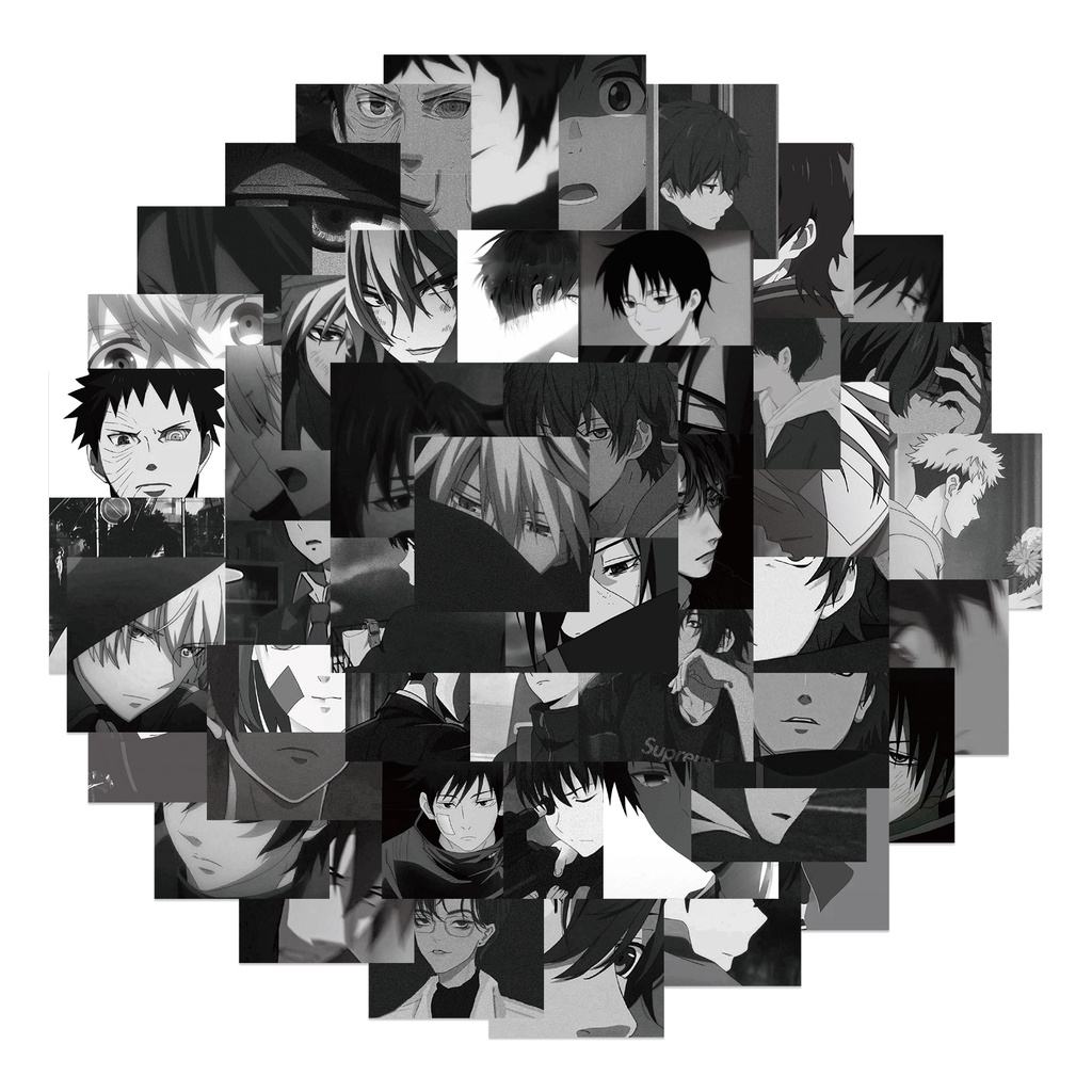 

56pcs / Pak Stiker Graffiti Hitam Putih Retro Anti Air Dekorasi Handphone / Sepeda DIY