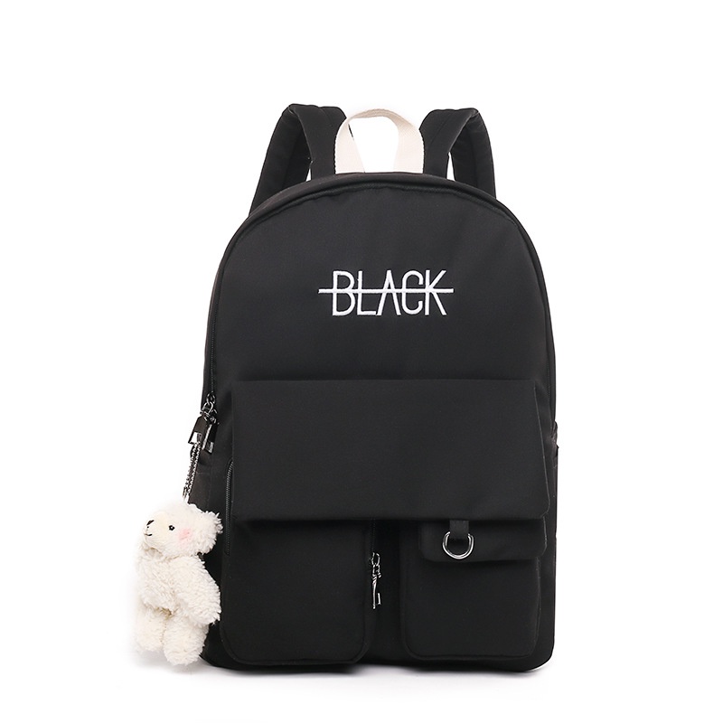 FINOM BLACK - Tas Ransel | Backpack Sekolah Korean Style