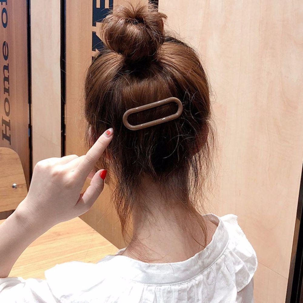 AUGUSTINA Jepit Rambut Manis Korea Permen Warna Resin Bentuk Oval Hiasan Kepala Duckbill Clip
