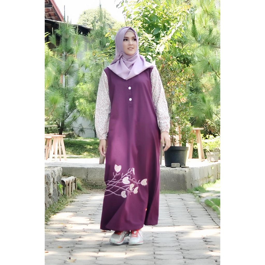 TERBARU Gamis Dewasa Nibras NB 120 Warna Biru Dongker & Ungu Tua / Gamis Syari - Ungu, XS