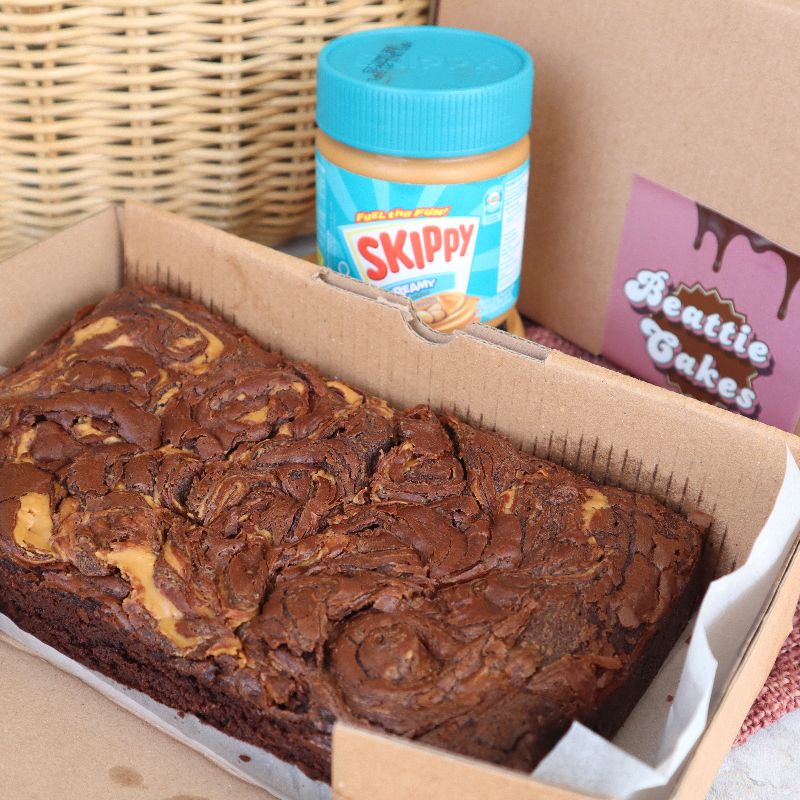 

skipy peanut butter brownies , brownies kacang, brownies UK 18x10 cm , hampers brownis