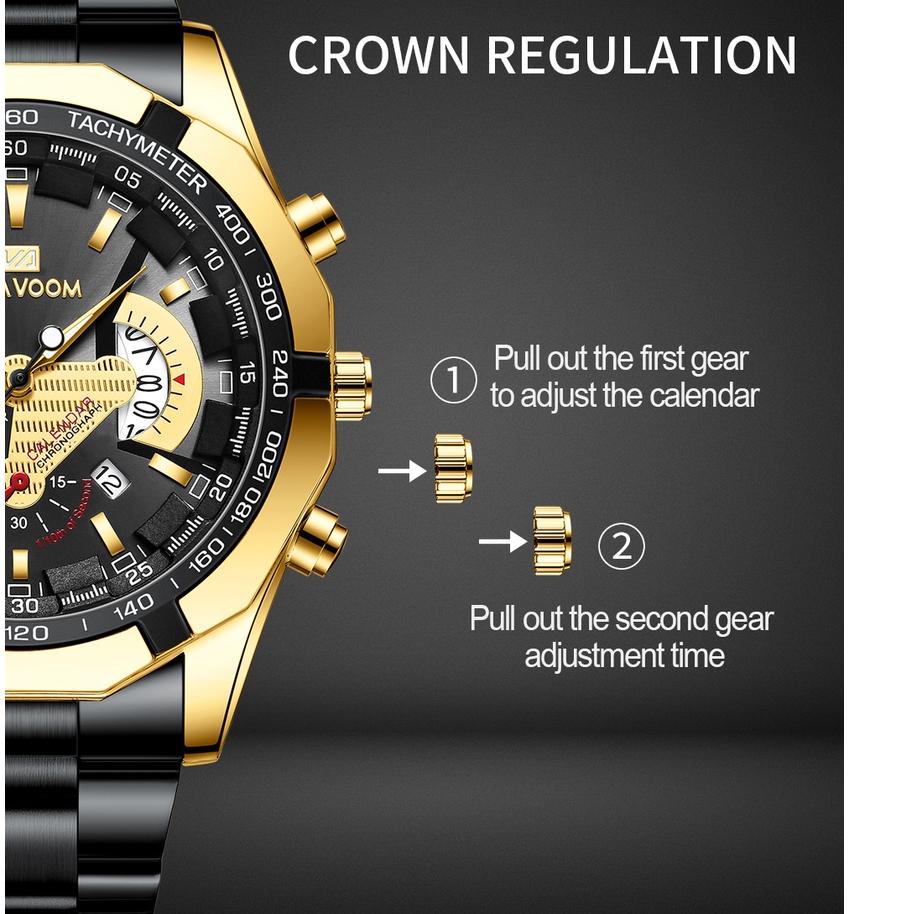 Jam Tangan Pria VAVA VOOM 238 Kronograf Kalender Quartz Cowok Original Tangan Arloji [RTN.15Jl22ᴹ]