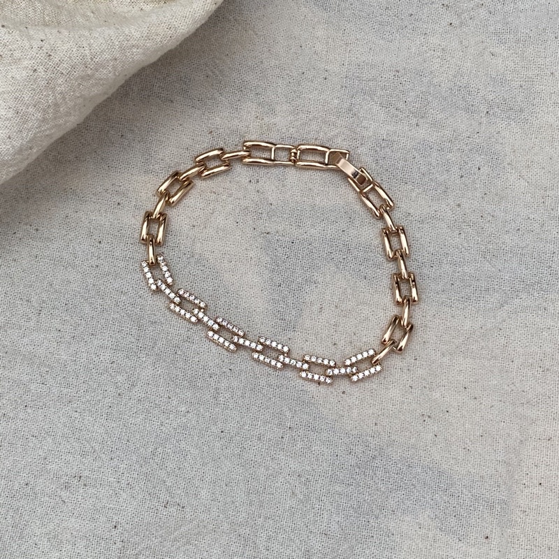 [Lux] - Gelang Rantai Rhodium Anti Karat Zircon - Madison Bracelet