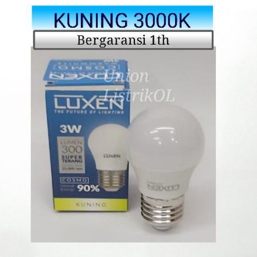 Lampu LED Bulb 3watt Kuning 3000K Luxen Bergaransi