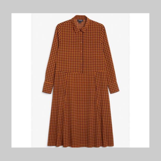 MONKI MAXI DRESS PLAID ORANGE