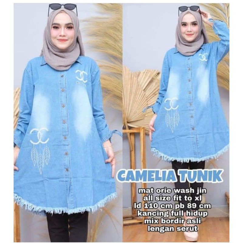 Tunik Jeans Rawis Terbaru 2022 / Tunik Denim Import / Tunik Jeans Jumbo
