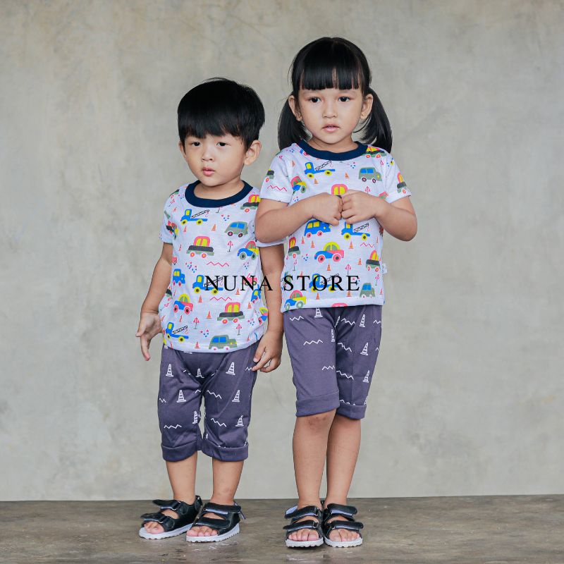 Nuna Store JK Motif Cars / Setelan Baju Anak laki laki dan perempuan untuk Usia 6 Bulan - 3 Tahun keren dan lucu