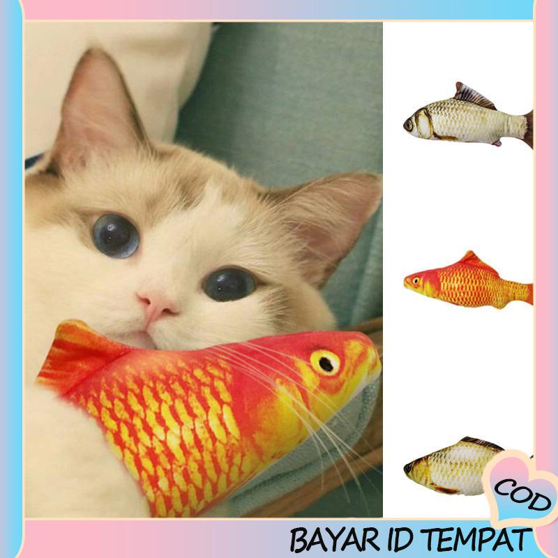 COD❤️ Perlengkapan Hewan Peliharaan Mewah Catnip Ikan Kucing Lucu Simulasi Ikan Mas Crucian Mainan Kucing Lembut-A.one