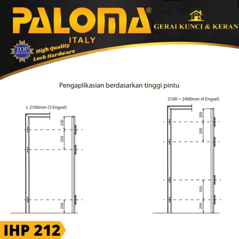 PALOMA IHP 212 INVISIBLE HINGE ENGSEL TANAM P50 STAINLESS STEEL