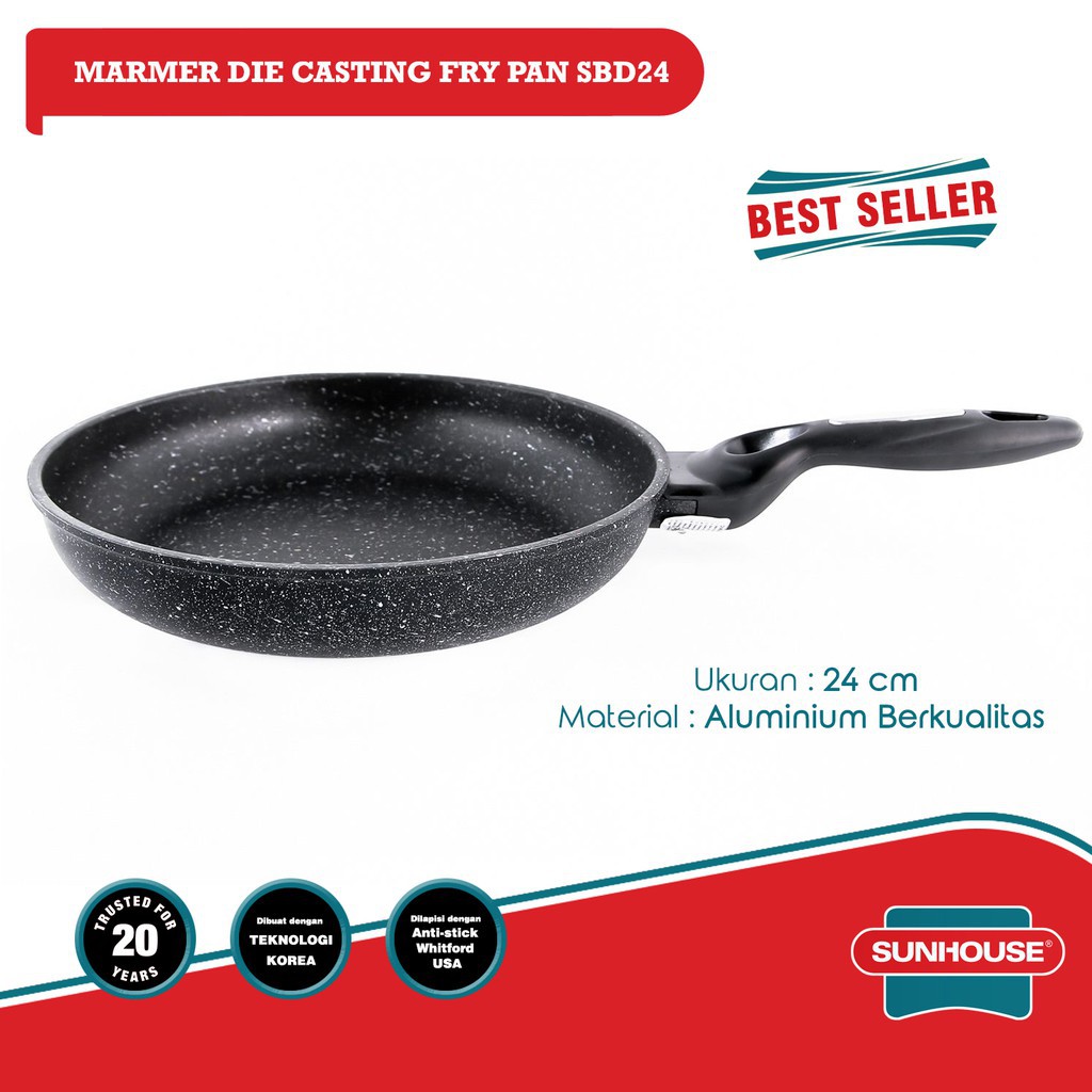 Sunhouse SBD24 Marble Frypan Anti Lengket 24 cm Wajan Fry Pan Nonstick