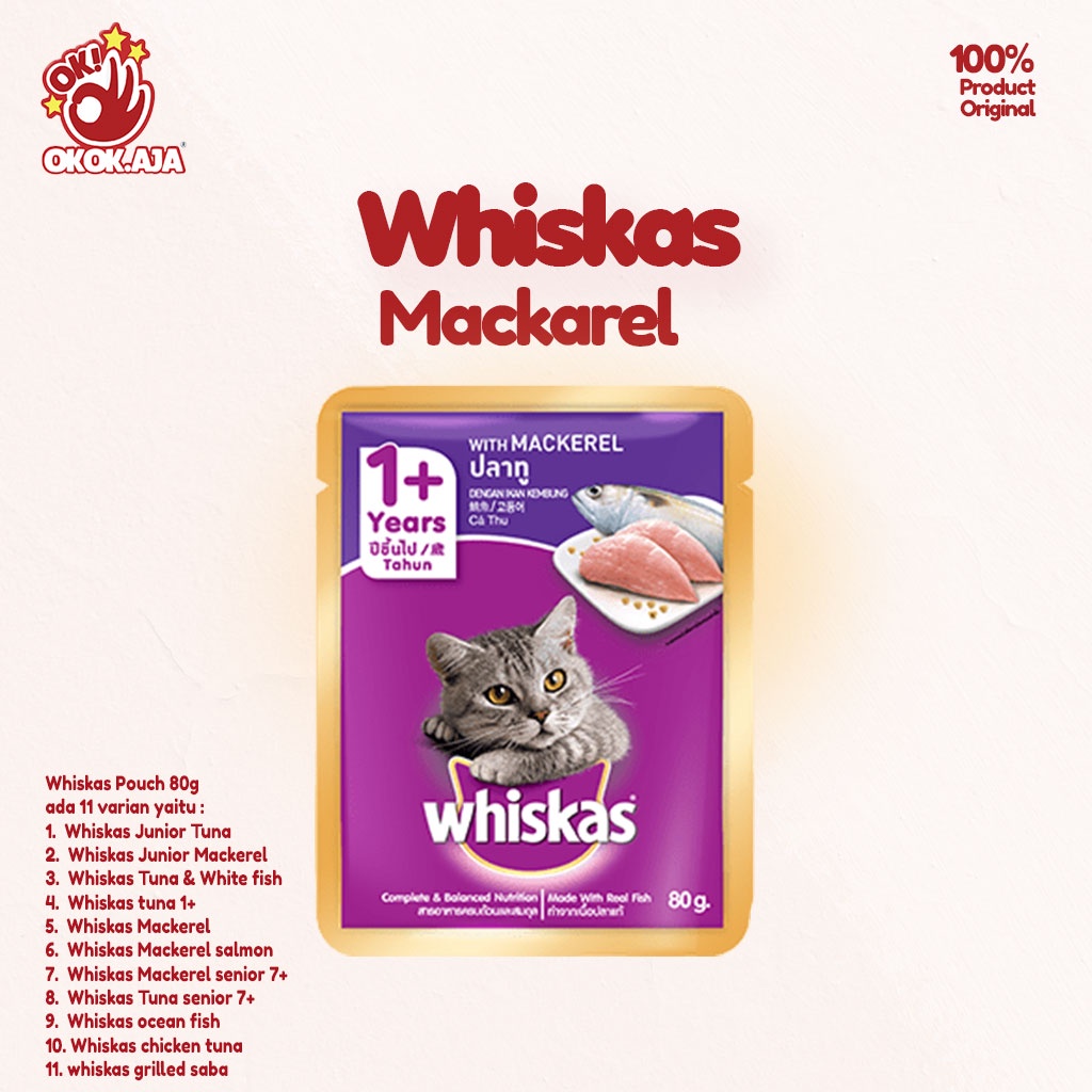 Whiskas Pouch 80g Makanan kucing basah premium dan murah