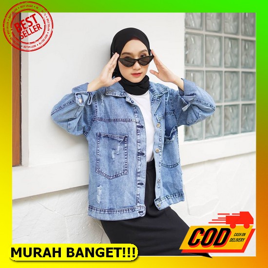 Jaket Crop Wanita Terbaru - Oversize Blinz Jacket Jeans Crop Wanita Import Oversize Jaket Jeans Kode