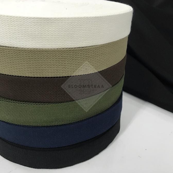 

Webbing katun 38 mm 3,8 cm Roll cotton 38mm 3,8 tali navy brown green - Putih STOK TERBATAS
