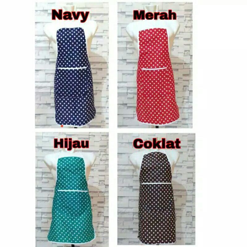 APRON MASAK CELEMEK MASAK KAIN MOTIF POLKADOT