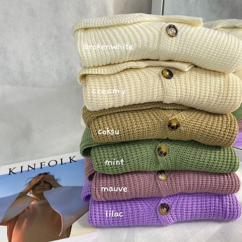 Cardigan Rajut Crop Oversize / Lengan Balon (FREE GIFT)