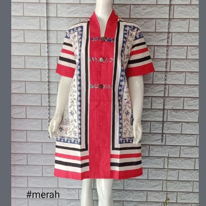 Mysiskashop21 Mm - Dress Salur Inten Lengan Pendek| Dress Batik Imlek Busui Friendly