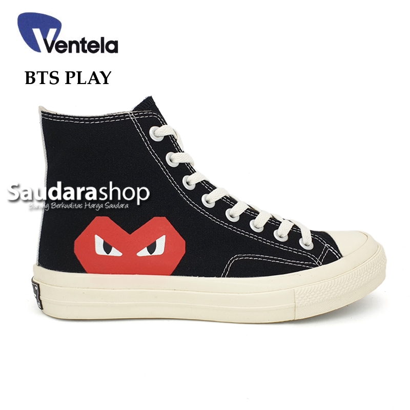 Sepatu Ventela BTS Play High Black Natural / Ventela BTS PLAY HC Black