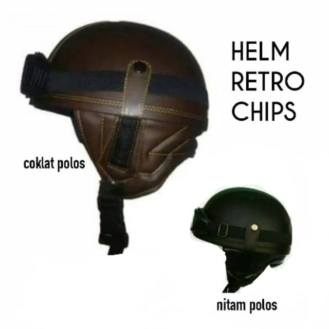 HELM RETRO CHIP FULL KULIT KACAMATA KEREN