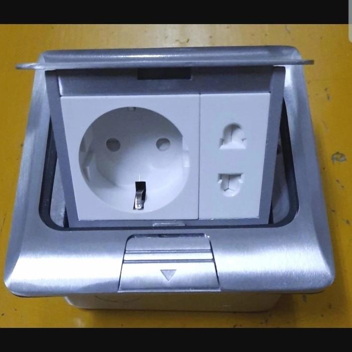 Saklar Stop Kontak Lantai Stop Kontak + Unv D25453 Silver - Broco