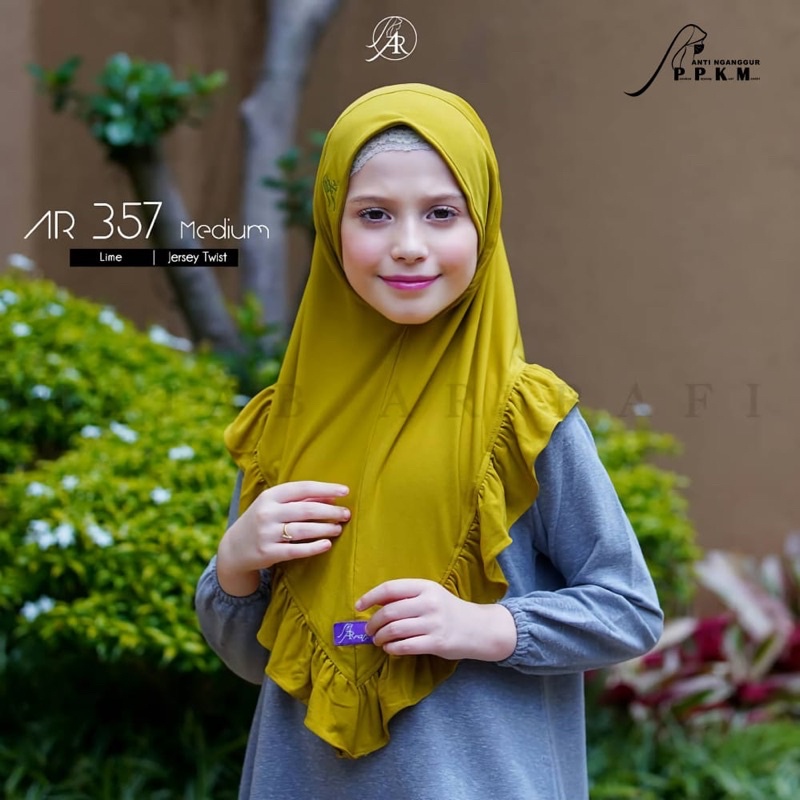 Hijab arrafi AR 357 medium hijab instan rempple semipet || INAYAHHIJAB-Lime.