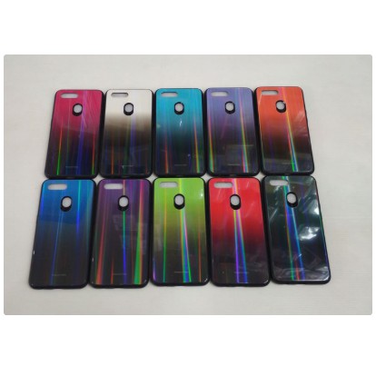 Case Oppo A7 Glass Aurora Rainbow Premium Caselab