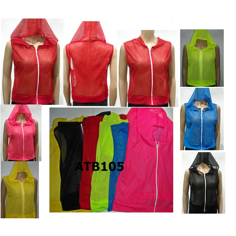 Baju senam bahan jala zumba Yoga Aerobik model Hoodie Crop Top