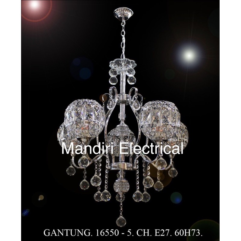 Lampu Hias Gantung Crystal Ruang Tamu 16550-5 CH GD