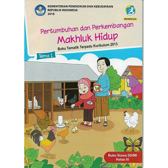 Buku Tematik Tema 1,2,3,4,5,6,7,8 Kelas 3 SD/MI Semester 1 dan 2  Kurikulum 2013 revisi 2018.