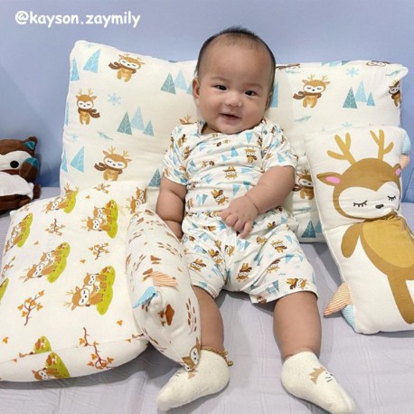 HIKARUSA SHORT SLEEVE SHORT PANTS Baju Tidur Bayi Anak TENCEL Set SETELAN PENDEK Pajamas Piyama Baby