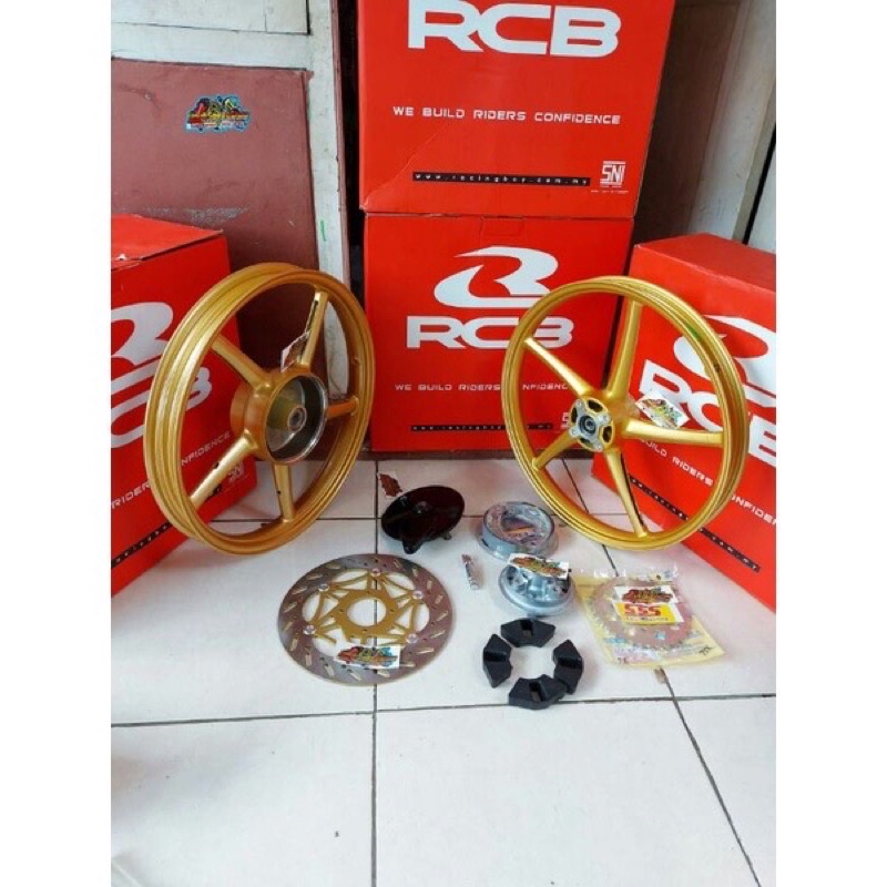 VELG RCB SET SP522 GOLD TROMOL BESAR ,UNIVERSAL ALL MOTOR RXKING,JUPZ,FISR,DAN HONDA CB,GL,MP,TIGER-Set pnp tiger