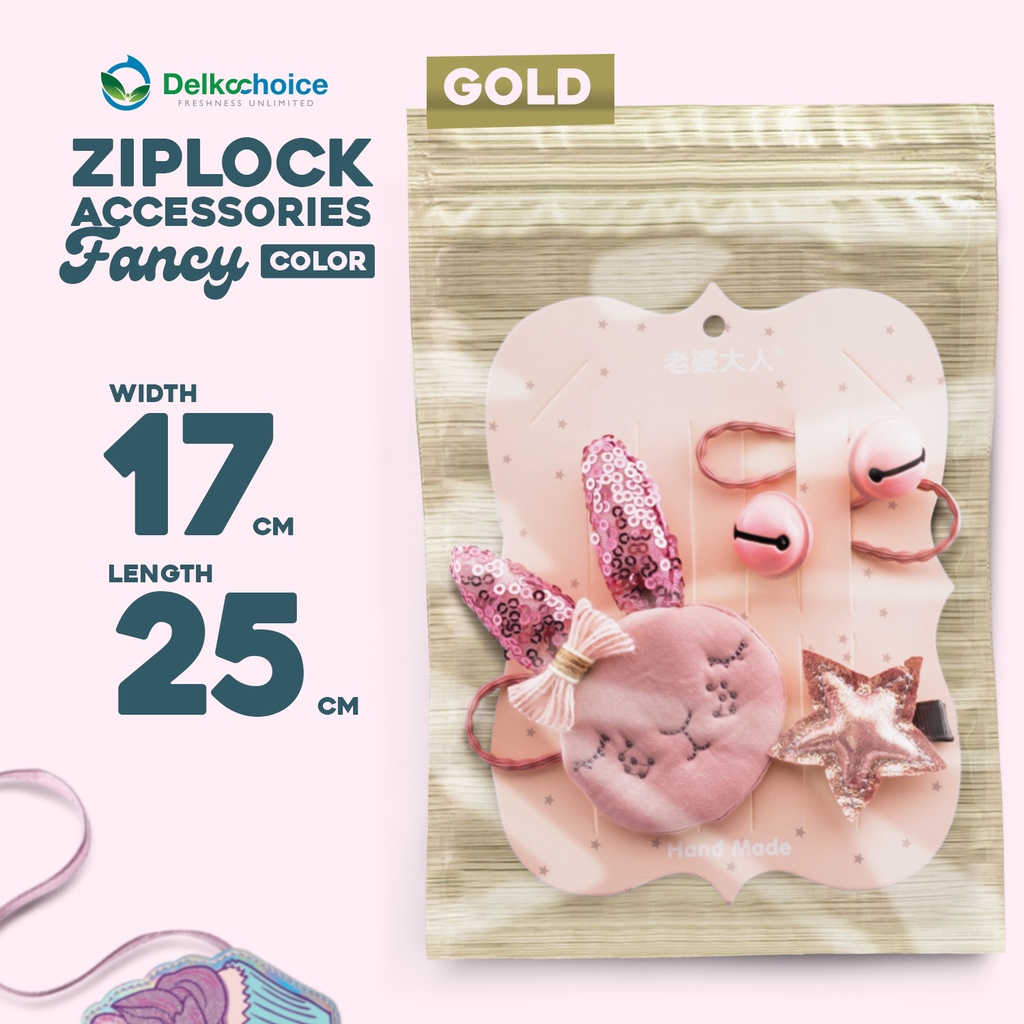 Plastik Klip Kombinasi Aksesoris - Plastik Ziplock Zipbag Gold 17x25