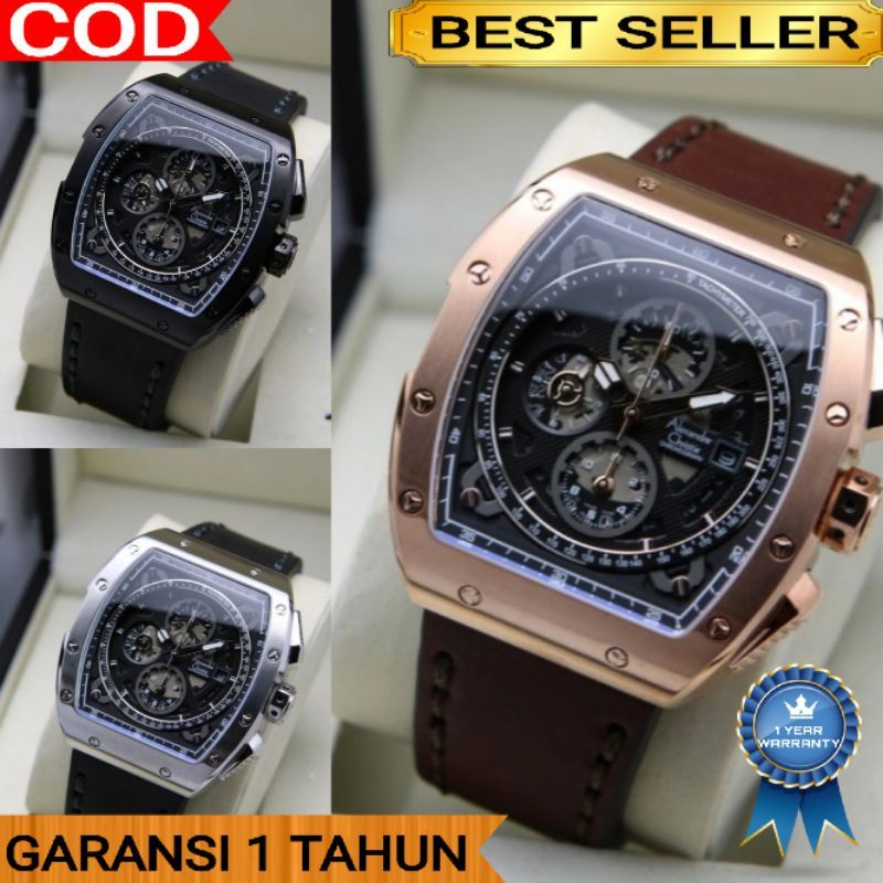 JAM TANGAN ALEXANDRE CRISTI COWOK TALI KULIT AC 6411 ORIGINAL GARANSI SATU TAHUN