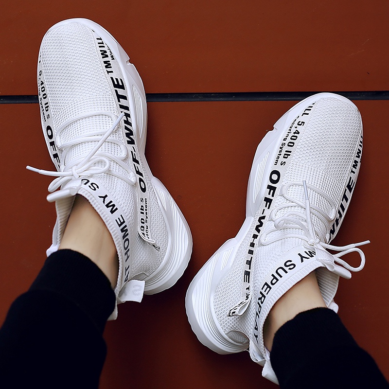 COD Fashion Olahraga Sepatu Pria Running Sneakers High Cut Kets Sport Off White Ringan Boots Sepatu Keren 116