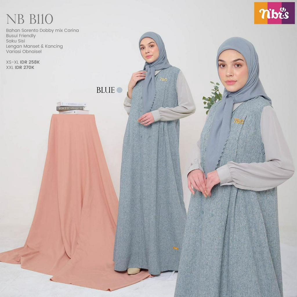 Nibras Gamis NB B110 Bahan Sorento Dobby Mix Carina Dress Fashion Muslimah Simpel by Nibras bisa COD