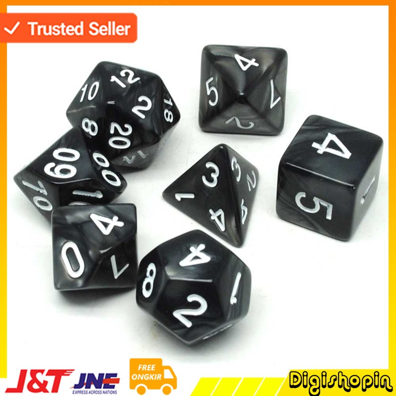 Dadu Polyhedral Bentuk D4 D6 D8 D10 D12 D20 7PCS Dadu