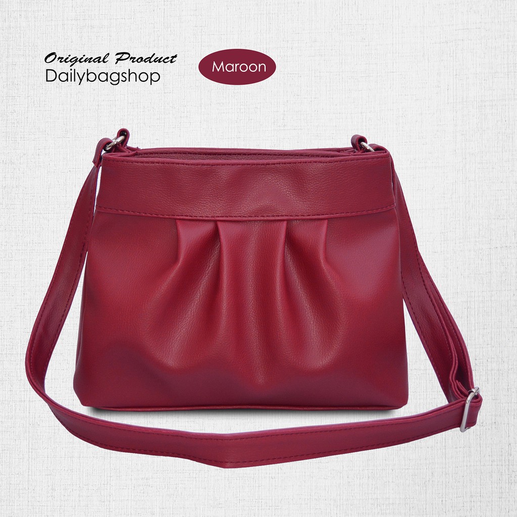 Tas Selempang Bahu Wanita Sling Bag Sap 3 Ruang Aster Model Trendy Unik Viral Kulit Multifungsi
